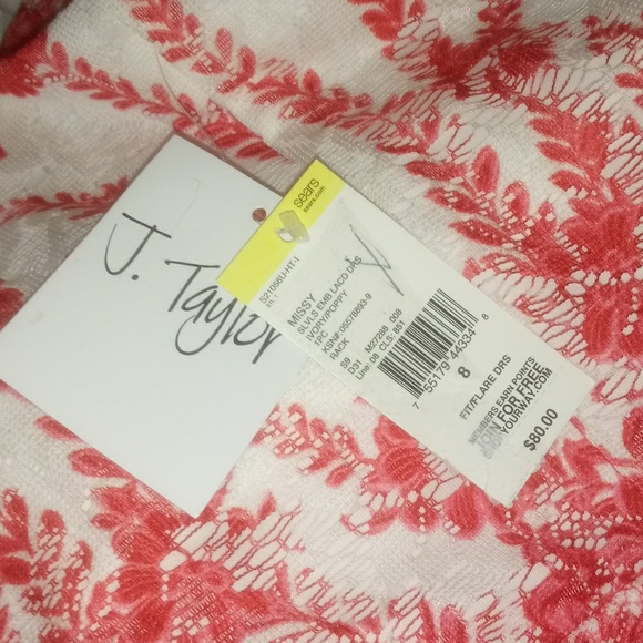 *J. Taylor Floral Embroidered Lace Flare Dress - Picture 7 of 7